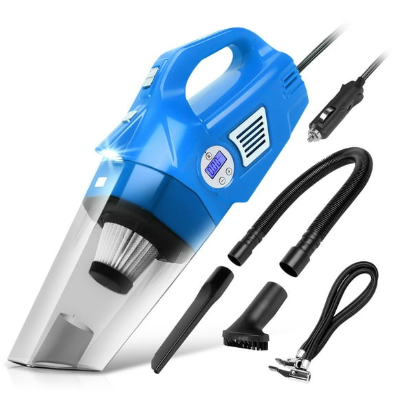 DNA Motoring WMT-TOOLS-00183 12V, 70W, 2 IN 1 Portable Handheld Car Mini Corded Vacuum Cleaner, Blue