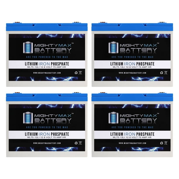 12V 75AH Lithium Replacement Battery compatible with Permobil C500 Aeron Lawn Mower - 4 Pack