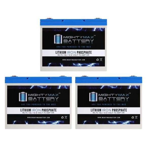 12V 75AH Lithium Replacement Battery compatible with Solar Wind - 3 Pack