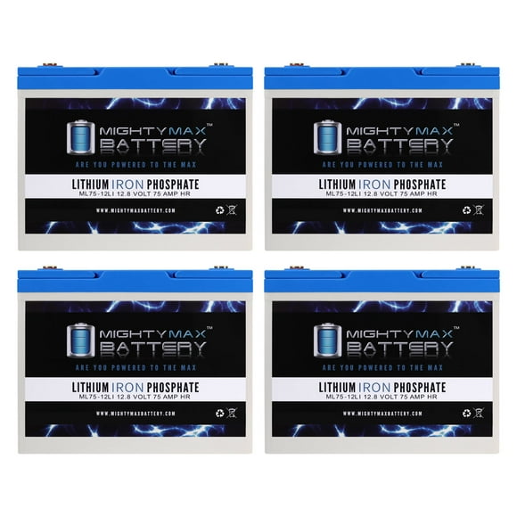 12V 75AH Lithium Replacement Battery compatible with Solar Wind - 4 Pack