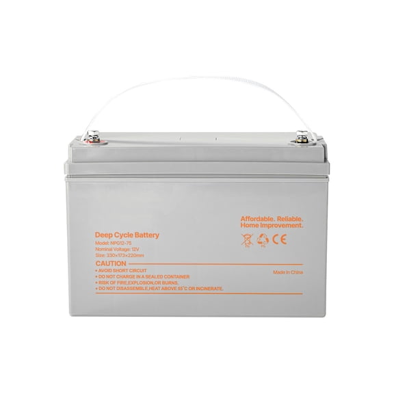 12V 75Ah AGM Deep Cycle Battery, Sealed Lead Acid Rechargeable Battery for Solar Power Systems, Wheelchairs, Scooters & Off-Grid Energy Storage