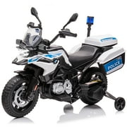 12V 7AH Ride-On Police Motorcycle,High/Low Variable Speed, Licensed BMW Ride-On Car ,2 Storage Boxes ,Built-in Music, Warning Lights and LED Headlights , EVA Tire