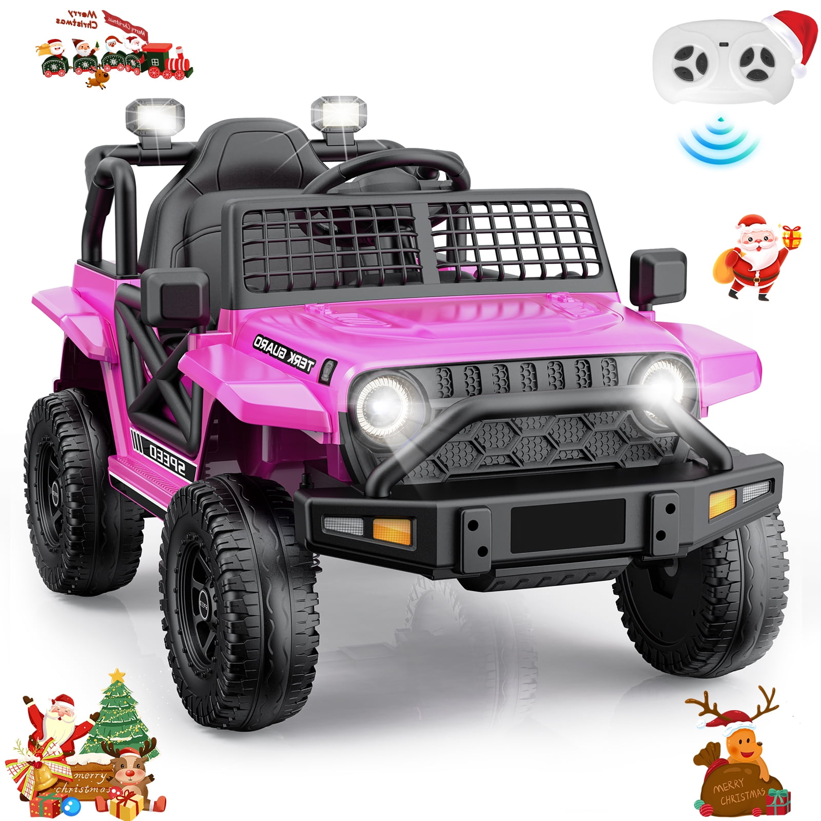 YTKUS 12V 7AH Ride on Truck Car Kids Electric Ride on Toys for Toddlers with Parent Remote Control,Spring Suspension,Safety Belt,LED Headlights,Music Player&Horn,3 Speeds,Pink