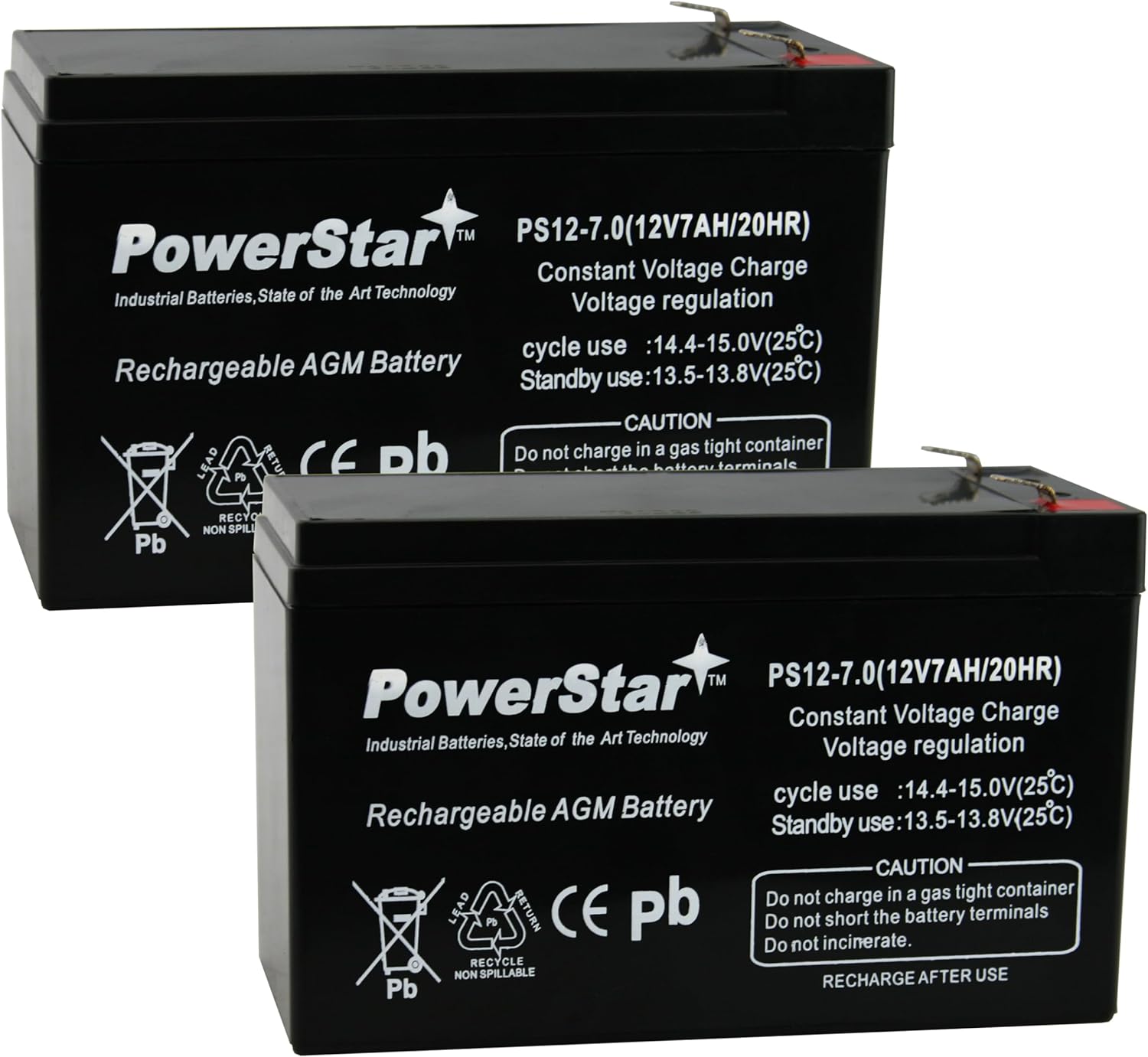 AJC 12V 7Ah Sealed Lead Acid Battery – Replacement For Toyo 6FM7 (F1 Terminals, 5.94x2.56x3.7 In)