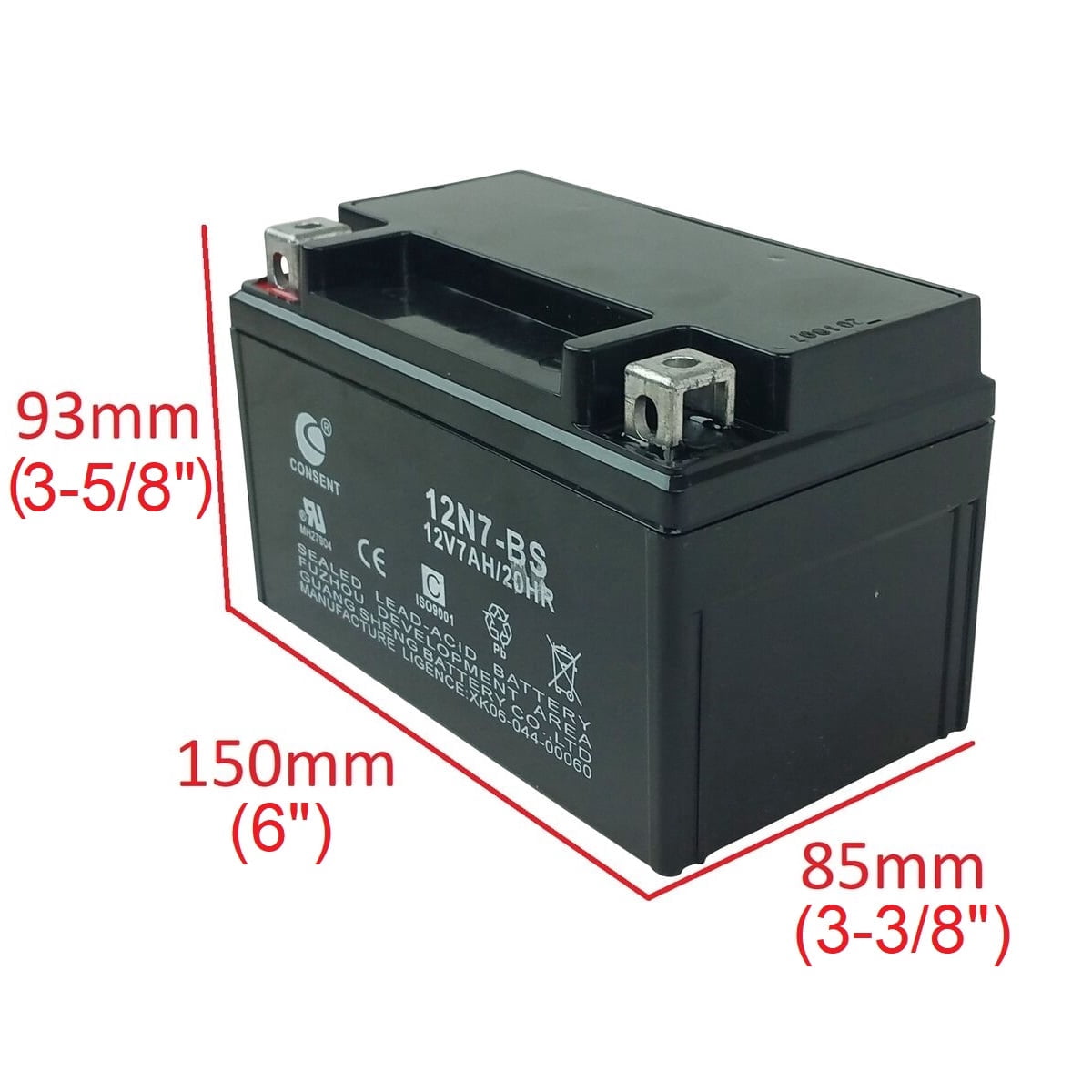 12V 7Ah ATV Motorcycle Scooter Moped 50cc-150cc Sealed Battery Maintenace Free