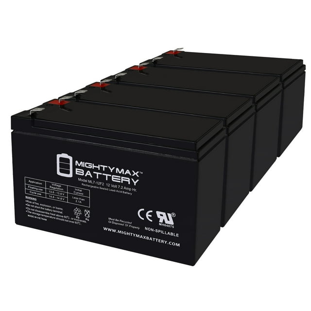 12V 7Ah F2 Replacement Battery for APC RBC123 UPS - 4 Pack