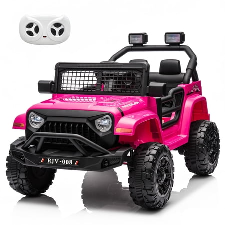 12V 7Ah Kids Ride-On Off-Road Truck with Parent Remote, 3 Control Modes, Spring Suspension, Bluetooth and LED Headlights, Pink