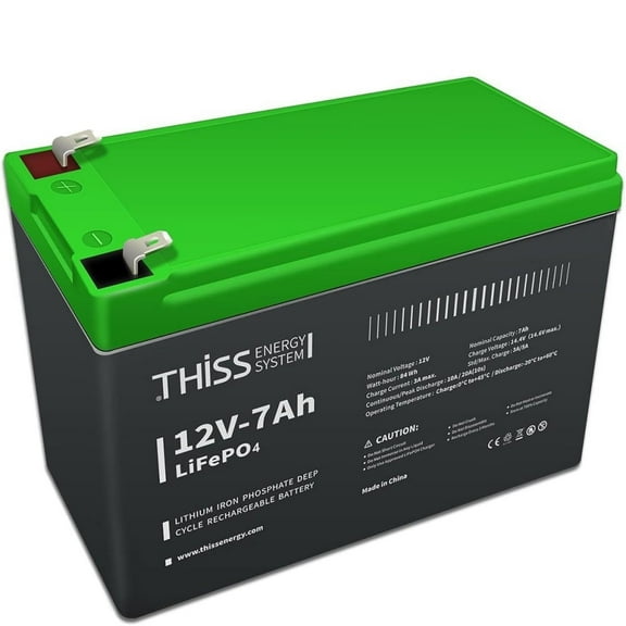 12V 7Ah LiFePO4 Lithium Iron Battery, Built-in BMS, 4000+ Deep Cycle Rechargeable Battery, Maintenance Home Energy Storage and Off-grid Application Battery, Suitable for Recyclable tool
