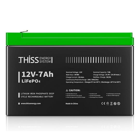 12V 7Ah Lithium Iron LiFePO4 Battery Built-in BMS, Rechargeable Lithium Iron Phosphate Battery, Maintenance Home and Solar Energy Storage, Backup Power,Camping