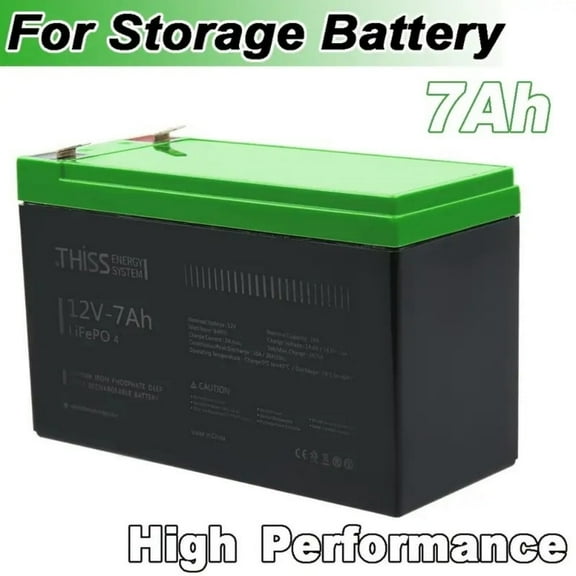 12V 7Ah Lithium LiFePO4 Battery - 2000+ Cycles, Lightweight, Built-in BMS, Ideal for Solar Systems, Ride-on Toys, and Home Alarms
