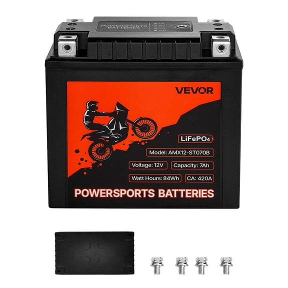 12V 7Ah YT14AH-BS Powersports Battery - Fits Most Motorcycle Models, Includes Anti-Spill Design