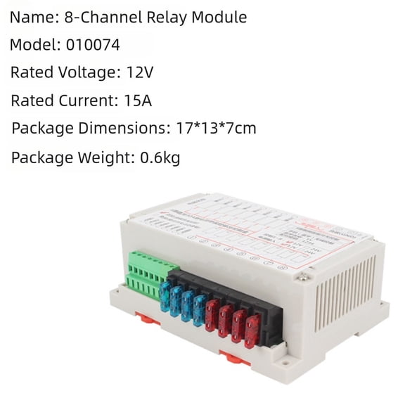 12V 8-Way Fuse Control Relay Box Kit for Caravan, RV and SUV Electrical Systems - Robust ABS Construction