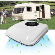 12V 8000BTU Ultra-Thin DC Parking Rooftop RV Air Conditioner for Camper Van, Motorhome, Truck, Excavator, SUV, Bus, Boat