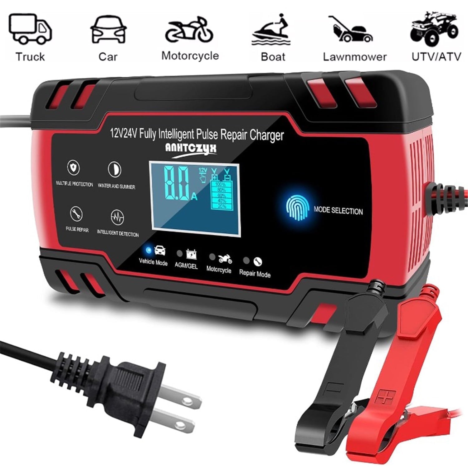 E-FAST 12V/8A 24V/4A Auto Smart Car Battery Charger, Guinea
