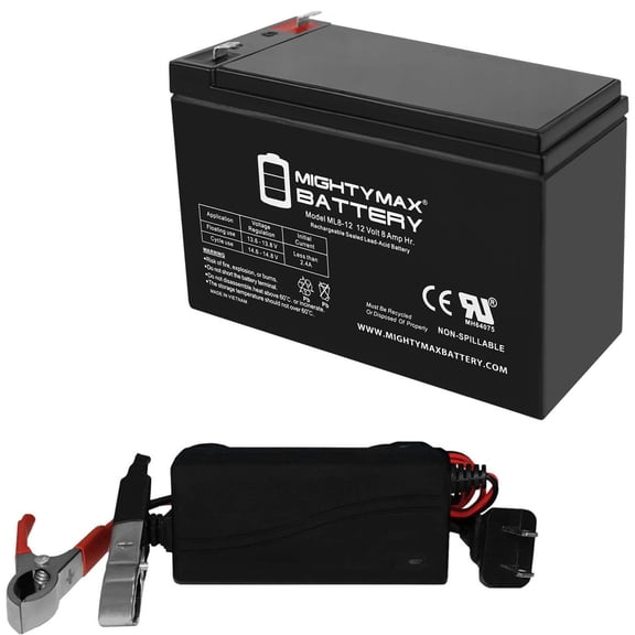 12V 8AH SLA Replacement Battery compatible with Interstate SLA1069, SLA1076 + 12V 1Amp Charger