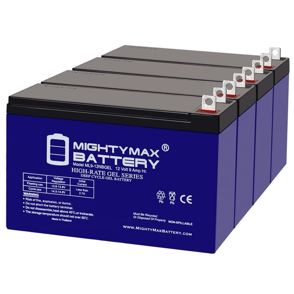 12V, 9Ah, GEL, NB Terminal, Replacement Battery Compatible with ESG 6FM10 - 4 Pack
