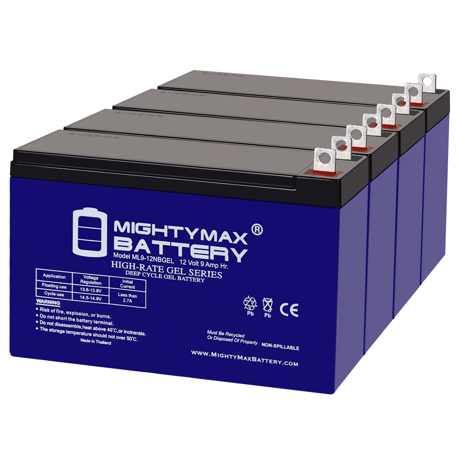 12V, 9Ah, GEL, NB Terminal, Replacement Battery Compatible with Portable DeWalt DXGNR8000 - 4 Pack