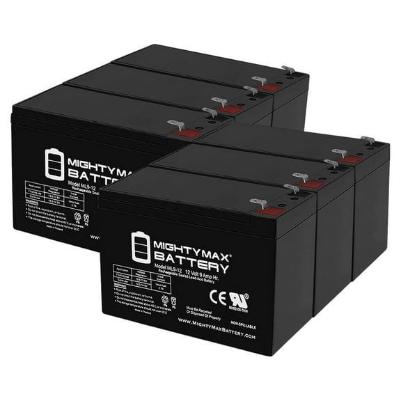 12V 9Ah SLA Battery Replaces FireForce 9 NAC Power Supply - 6 Pack
