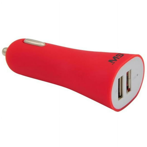 12V And DC Dual 2.4A And 1A USB Charger - Red
