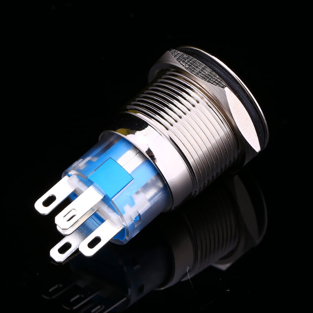 12V Auto Power Angel Eye Metal Push Button Blue LED Light Toggle Switch ...