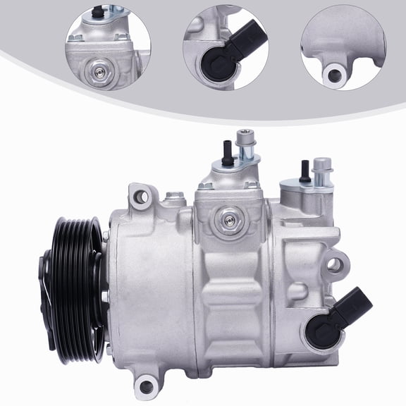 12V Automotive A/C Compressor, Quiet Efficient Fast Cooling Air Conditioner Compressor with Complete Lubricant for Vehicle Replacement