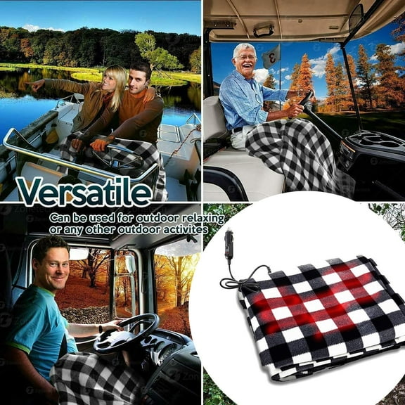 12V Automotive Heated Throw for Cars Trucks and SUVs Soft Warm Blanket with Resistance Wire Heating Technology