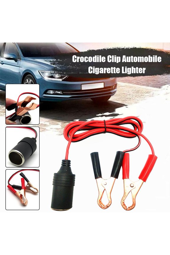 12V Battery Clamps Terminal Clip-on Car To Cigarette Socket Adapter Lighter