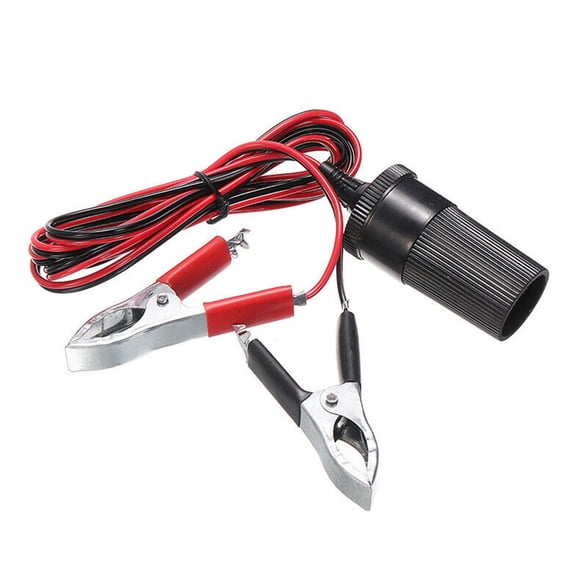 12V Battery Clip To Car Cigarette Lighter Female Socket Clamp1.5 Cable