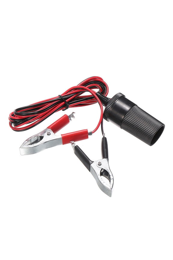 12V Battery Clip To Car Cigarette Lighter Female Socket Clamp1.5 Cable