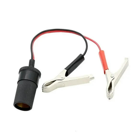 12V Battery Clip to Car Cigarette Lighter Female Socket Clamp Adapter for Campers, Cars, Boats and Leisure Batteries