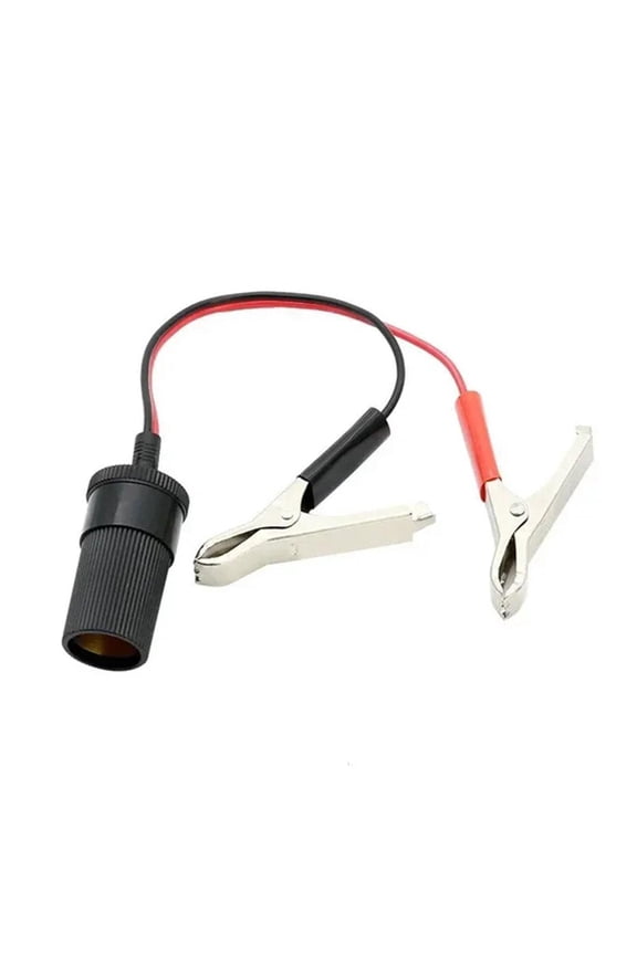 12V Battery Clip to Car Cigarette Lighter Female Socket Clamp Adapter for Campers, Cars, Boats and Leisure Batteries