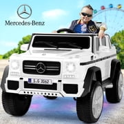 12V Battery Licensed Mercedes-Benz Kids Ride on Car Electric Toy Truck w/Remote Control, 3 Speeds, LED Lights, Bluetooth, MusicWhite
