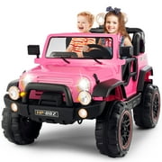12V Battery Pink Kids Ride on Truck Car Toys Black w/ MP3, LED Light, RC, Cover