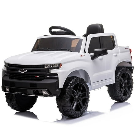 12V Battery Powered Electric Car for Kids ,Licensed Chevrolet Silverado Ride On Truck Car with Remote Control,MP3/FM, LED Lights,3.7mph Max Speed,Spring Suspension Electric Vehicle for Kids/Toddlers