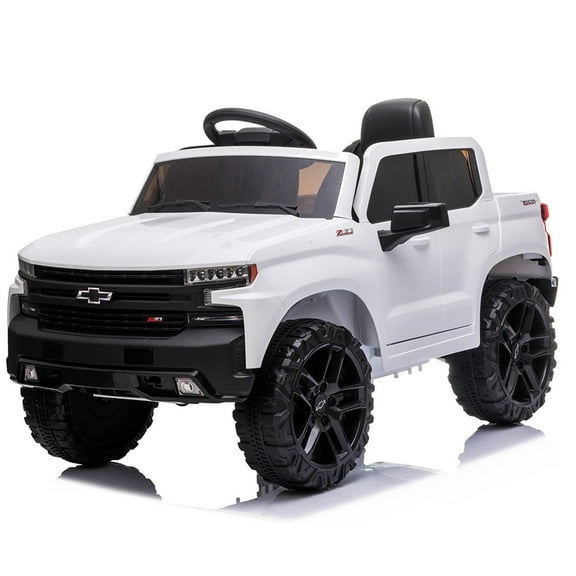 12V Battery Powered Electric Car for Kids ,Licensed Chevrolet Silverado Ride On Truck Car with Remote Control,MP3/FM, LED Lights,3.7mph Max Speed,Spring Suspension Electric Vehicle for Kids/Toddlers