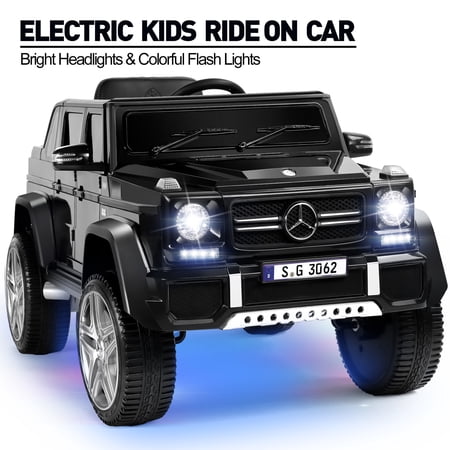 12V Battery Powered Kids Ride on Car Mercedes-Benz Electric Toys Truck 3 Speeds,LED Lights,Music with Remote Control(Black)