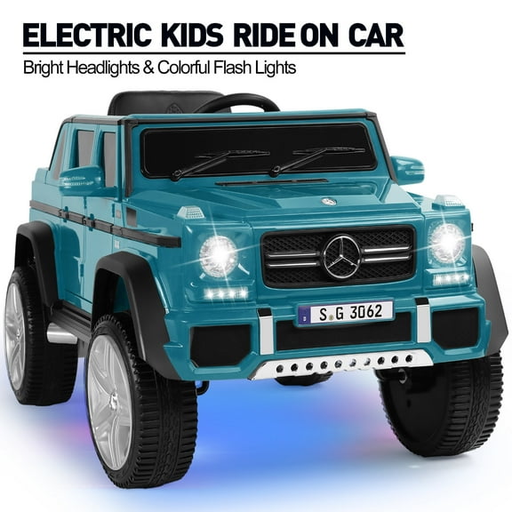12V Battery Powered Kids Ride on Car Mercedes-Benz Electric Toys Truck 3 Speeds,LED Lights,Music with Remote Control(Blue)