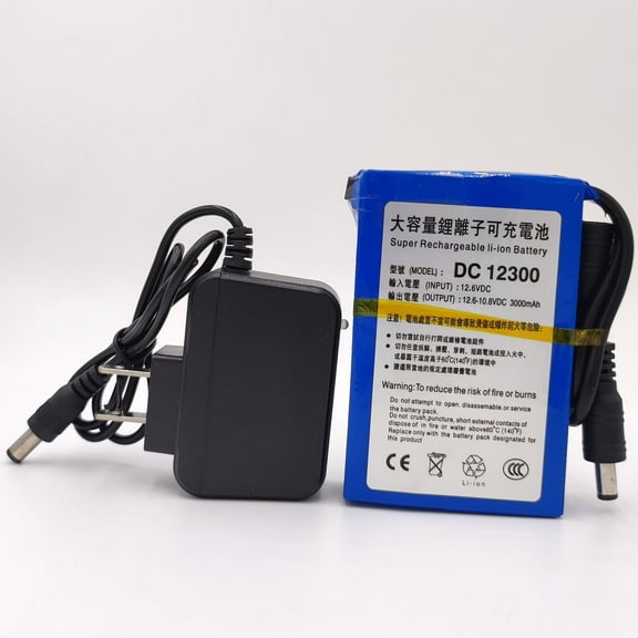 12V Battery Rechargeable Pack with Charger Battery DC12300 3000mAh for Powering The System Devices Like Bluetooth CCTV Camera Led Light Strip and More,Backup