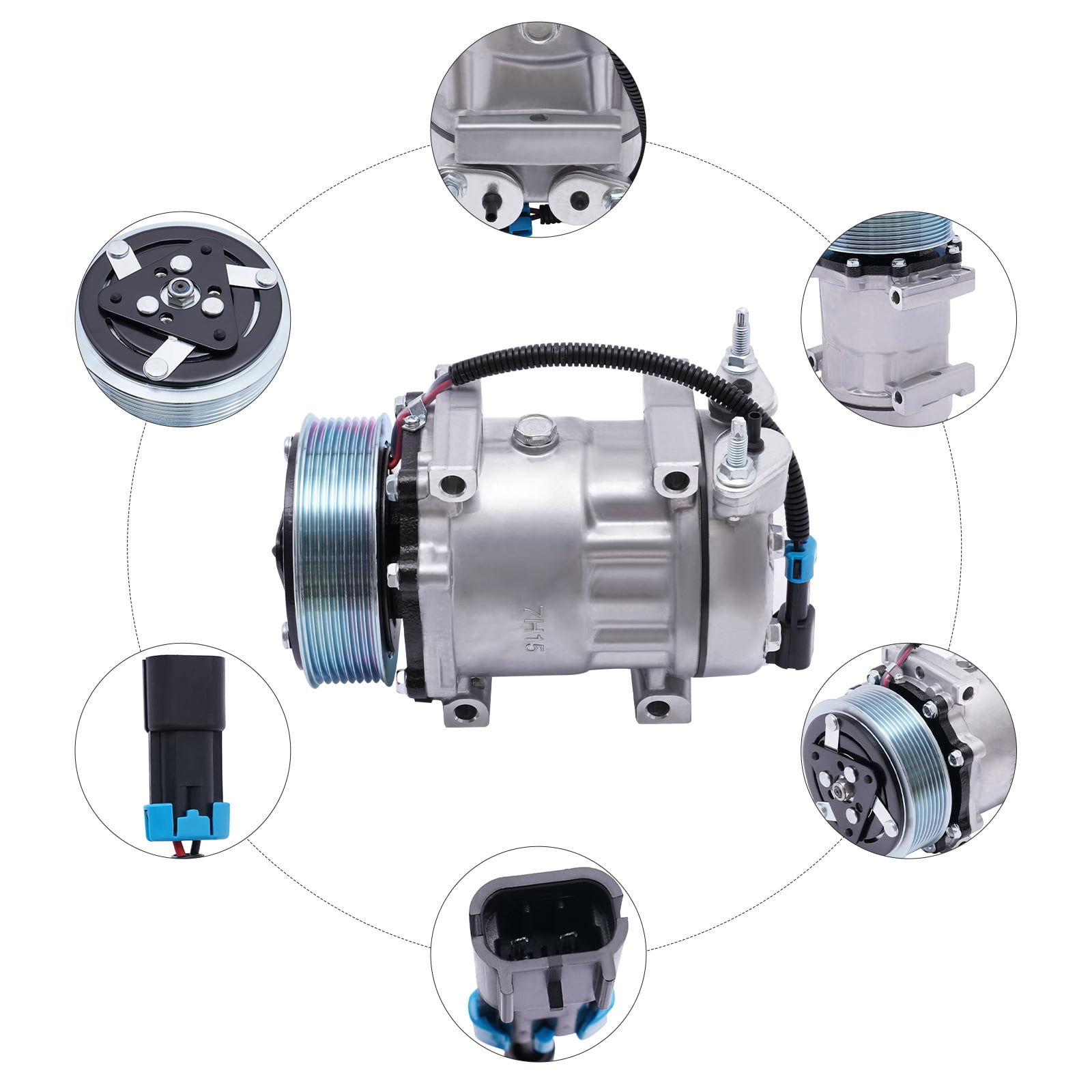 12V Belt-Driven AC Compressor for International Navistar, Fits 4418 and ...