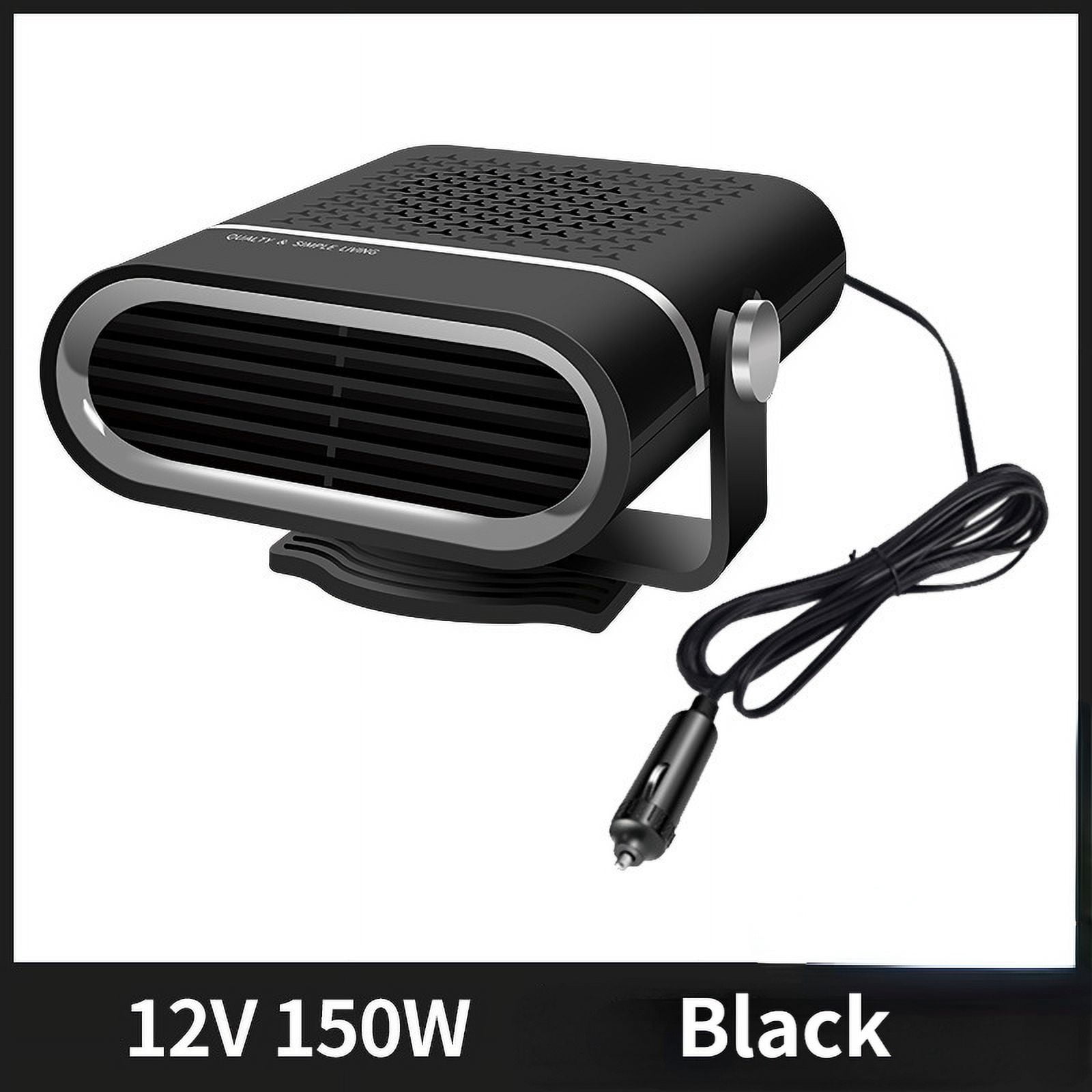 12V Black-Portable Auto Heater, Defroster, Anti-Fog, 360 Degree Heavy Duty ABS Heating Fan, Car Accessories, Trucks, 1000W