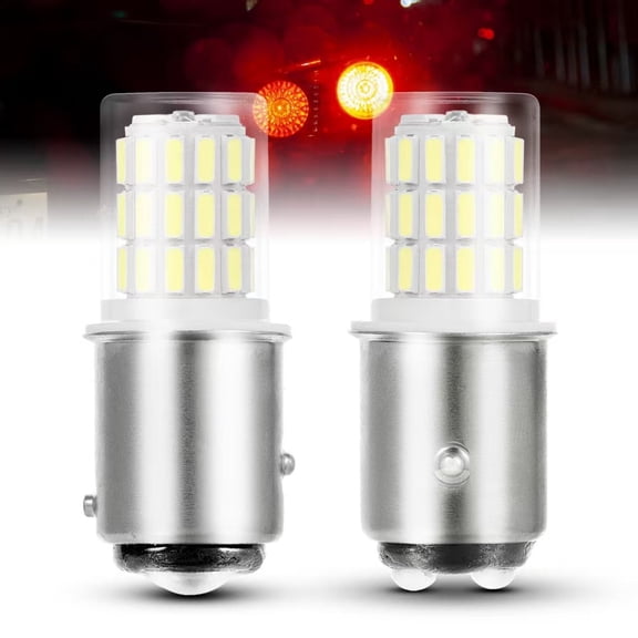 12V Brake Light 1157 2057 2357 7528 BAY15D 6000K Bright White LED Bulb Replacement for RV Camper Trailer Tail Brake Stop Daytime Running Light (DRL) Spare Reverse Light, DC12-24V, 2 Pack