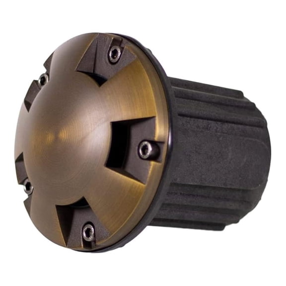 12V Brass In-Ground Well Light (Turret Top) with 5W 2700K Warm White MR16 LED Bulb & PVC Sleeve for Low Voltage Landscape Lighting of Outdoor Pathway, Garden, Shrubs, Columns or Trees