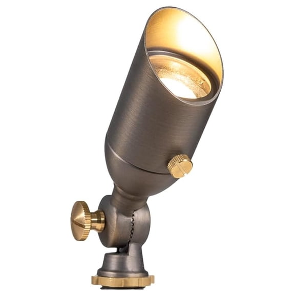 12V Brass Mini Spotlight - Outdoor Landscape Lighting (Bronze) with Warm White LED
