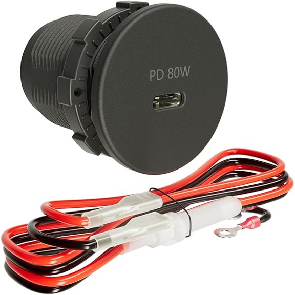 12V Buck USB Outlet 80W PD3.1 Type-C Laptop Charger Socket Dual Port Fast Charging Recessed Mount Car Charger Replacement for RV Camper Trailer Truck Boat Car (1 Pcs)