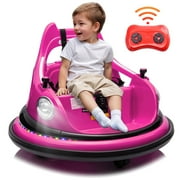 Kids Bumper Car Ride on, 12V Ride on Toy with Remote Control, Bumper Car for Kids Toddlers 1-5 Years Old, Bluetooth, Colorful Light, Pink