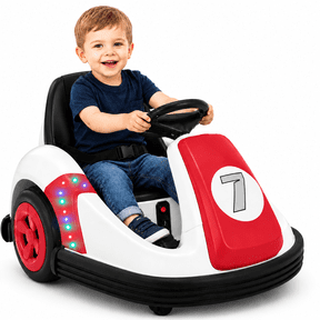 Neche 12V Electric Bumper Car for Toddlers, 2.2 mph Ride On Toy with Remote Control, 360° Spin, Bluetooth Music, LED Lights, DIY Stickers, Red