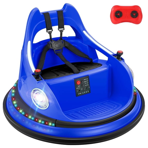 12V Bumper Car,Neche Ride On Toys for Toddlers,360° Spin Toddler Car with Remote,5 LED Lights,Blue
