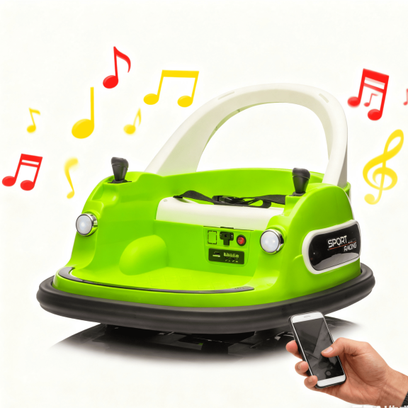 12V Bumper Car Ride on with Remote Control, Toddler Boy Toys Age 3-5 with Anti-Collision Padding, Girl Riding Toys 3-5 with Safety Belt, 360° Spin Ride on Toys with LED Lights, Bluetooth, Green