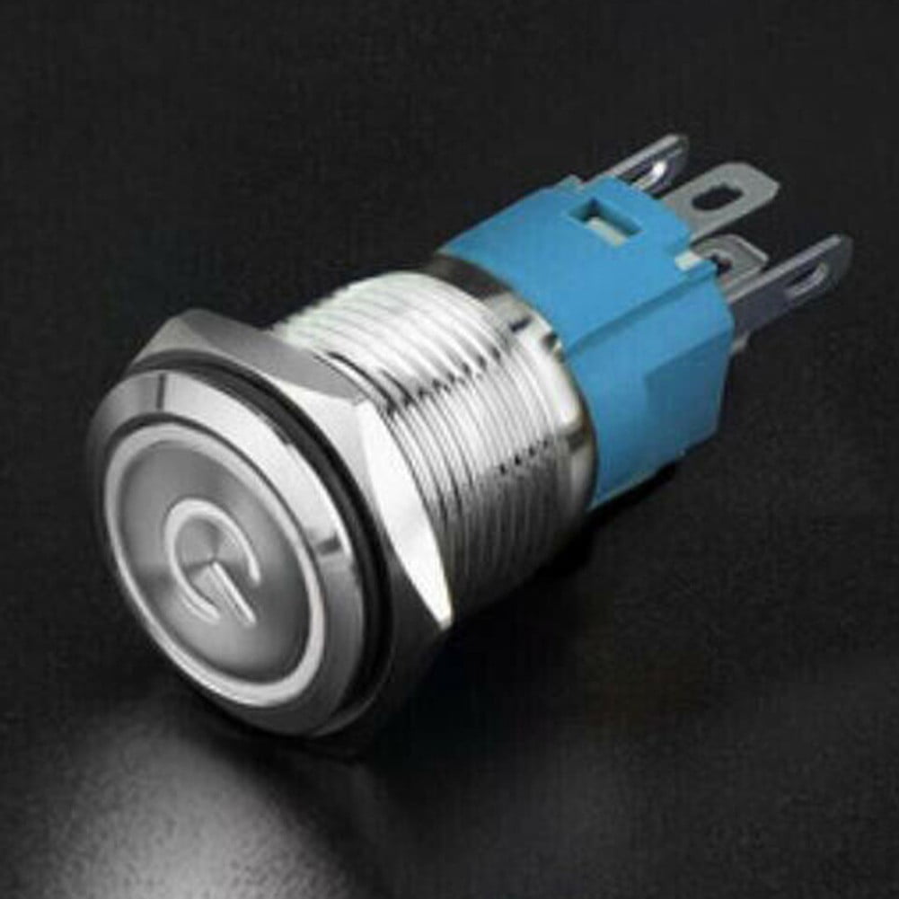 12V Button Switch 16Mm Latching On Off Power Switch Push Stainless ...