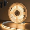 thumbnail image 1 of 12V  COB LED Strip Light 8mm PCB  width,3000K 16.4ft(5M) Flexible 3M Adhesive Tape, CRI>90 320 LEDs/M 7W/M Dotless High Density for Cabinet/Stairs/Shop DIY( Power Adaptor Included), 1 of 7